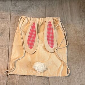 2 Kids Bunny Drawstring Backpack - Cream with Pink Accents